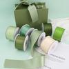 Cinta Verde de 38 mm de un solo lado liso para hornear regalo cultivo material de embalaje DIY decoración floral para regalo cinta de satén