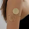 Pulsera Geométrica Abierta Transfronteriza para Mujer, Joyería para Brazo Espiral Circular Tono Dorado, Oro Arena al por Mayor Estilo Ins
