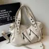 Bolso Tote de Color Sólido Simple de Gran Capacidad Decoración con Cremallera Bolso de Hombro Clásico Textura Popular Retro Bolso Cruzado de Alta Calidad