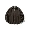 Ctsbts Primavera y Otoño Nuevo Retro Japonés de Moda Camisa de Trabajo de Manga Larga Falsa de Dos Piezas Camisa Holgada para Hombre 2622