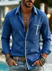 Nueva camisa de manga larga para hombre de comercio exterior transfronterizo con diseño de bloques de color, cuello de solapa, estilo de negocios casual, corte ajustado, camisa versátil para hombre