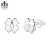 Nueva Colección de Primavera de Aifulu Pendientes Versátiles de Trébol de Cuatro Hojas con Cierres de Plata, Pendientes Pequeños con Temática de Plantas para Mujer, Hechos de Cobre con Baño de Platino