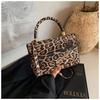 Bolsa Quadrada Pequena com Estampa de Leopardo e Corrente 2026 Moda Cruzada Primavera e Verão Design Simples de Nicho Versátil Bolsa Transversal de Ombro Atacado