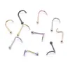 Ventas Directas de Fábrica Transfronterizas Clavos de Varilla Curva de Acero Inoxidable con Punta de Bola, Anillos para Nariz, Joyería para Piercing Corporal Simple con Galvanoplastia al Vacío