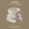 Bufanda de Otoño e Invierno para Mujer Estilo Coreano Cubrecuellos Cálido Protector de Cuello Chal de Punto con Botón de Lana de Moda Cuello Falso
