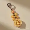 Llavero de Calabaza de Latón Chapado en Oro Paz y Prosperidad Dios de la Riqueza Suceden Cosas Buenas Colgante para Llave de Coche Regalo para Mujer