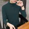 Camiseta Interior Térmica de Manga Larga para Hombre, Color Sólido, Doble Cara de Polar Cepillado, Cuello Medio, Otoño/Invierno 2025