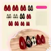 Uñas Postizas Portátiles Estilo Ojo de Gato Transfronterizas Nuevas, Uñas Postizas de Almendra Color Cereza Estilo Ojo de Gato de Alta Calidad Hechas a Mano, Transparente de Vidrio, Venta al por Mayor