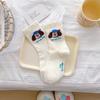Nuevos Calcetines de Primavera y Verano Estilo Universitario para Cachorros Maillard para Mujer Calcetines de Rayas de Dibujos Animados con Ilustración Estilo Universitario de Verano para Mujer