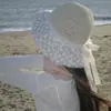 Sombrero de Sol con Flor de Encaje Sombrero de Pescador para Mujer Playa Costera Protección Solar Anti-UV Sombrero de Paja Venta al por Mayor Verano