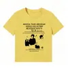 Camiseta Retrô Americana de Ombro Reto para Mulheres, Nova Estampa de Banda Vintage de Verão, Manga Curta, Simples, Versátil, Top Branco Ins