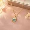 Colar de Pérolas de Água Doce Estilo Pintura a Óleo Jardim de Monet para Mulheres, Luxo Leve, Moderno, Versátil, Corrente para Clavícula Estilo Chinês Novo com Gotejamento de Esmalte