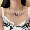 Gargantilla de mariposa con diamantes de imitación de aceite Y2K para mujer, diseño de lujo, ligero y de alta gama, cadena para el cuello y la clavícula.