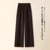 Pantalones de Pierna Ancha de Lana Tencel para Mujer Invierno Acetato Lana Pantalones Casuales 2026 Nuevos Cintura Elástica Holgados Casuales Pantalones Largos