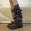 Botas Altas Estilo Británico Desmontables de Dos Usos 2026 Nuevas Botas de Montar de Suela Gruesa y Tacón Grueso se Transforman en Mocasines Retro Versátiles