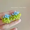 Pendientes con relieve azul bruma, estilo retro francés, esmalte de goteo, flor de rosa, circonita para mujer, lujo accesible, gama alta nicho, elegantes
