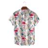 2024 Férias na Praia Flamingo Moda Camisa Estampada Transfronteiriça Primavera e Verão Novo Casual Solto à Beira-Mar