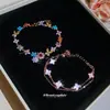 Pulsera de flor de circón chapada en oro real de 18k, estilo pastoral dulce y romántico, a la moda, lujo ligero, joyería de alta gama