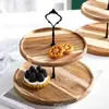Dropshipping Transfronterizo Charola Sencilla de Frutas Deshidratadas de Doble Capa Charola de Almacenamiento de Frutas para Sala de Estar Charola de Dulces y Snacks de Tres Capas Charola de Madera Multicapa