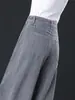Jeans com barra curva personalizado para primavera e outono, cintura alta, modelador, plus size, para mulheres de meia-idade, moderno, versátil, solto e confortável