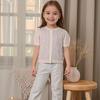 2025 Novo Verão Bebê Menina Algodão Puro Fino Tricô Vazado Cardigan com Jaqueta Camisa de Manga Curta para Ar Condicionado