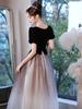 Vestido Negro Degradado 2026 Nuevo Estilo Hada Elegante Impresionante Vestido de Cumpleaños Se Puede Usar Casualmente como Vestido de Noche para Banquete