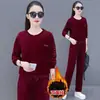 Conjunto casual deportivo para mujer otoño e invierno Nueva Moda que reduce la edad temperamento suelto adelgazante con forro polar engrosado conjunto de dos piezas para mujer