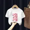 Nova Camiseta de Algodão Puro Versátil da Moda de Verão para Crianças Pequenas, Popular Camiseta de Manga Curta para Meninas e Bebês