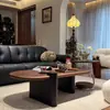 Mesa de Centro de Madera Maciza Estilo Medieval para Sala de Estar, Adecuada para Apartamentos Pequeños, Mesa de Centro Minimalista Combinada de Madera Maciza, Juego de Mesas de Café Ovaladas de Gama Alta