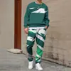 Conjunto de Moletom Masculino 2025 Primavera e Outono Transfronteiriço com Gola Redonda e Estampa, Leve e Casual, Adequado para Uso Diário