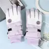 Luvas de Esqui de Veludo Grossas Coloridas da Moda para Casal Inverno Ciclismo ao Ar Livre Antiderrapantes com Ponta para Tela de Toque