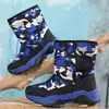 Botas de neve infantis para crianças grandes 24 Botas de inverno com forro de lã grossa de algodão resistente para meninas Sapatos antiderrapantes à prova d'água para áreas externas para meninos