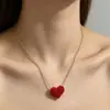 Collar de Cuentas de Arroz Importadas Estilo Ins con Colgante de Corazón para Mujer, Cadena de Clavícula Tejida de Lujo Ligero con Colgante en Forma de Corazón, Acero Inoxidable de Alta Calidad
