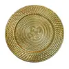 Platos de Plástico Dorados de Lujo con Patrones Redondos en Relieve, Platos para Frutas, Bandejas para Decoración de Bodas, Platos de Presentación