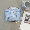 Bolsa Cosmética Linda Azul Caricatura Mini Billetera Algodón Puro Bolsa Pequeña de Tela Auriculares Lápiz Labial Bolsa de Almacenamiento Portátil
