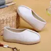 Zapatos Blancos de Grulla Almohada Estilo Chino Nuevo Hanfu para Niños y Niñas, Patrón de Olas para Actuación sin Cordones Suela Suave, Populares Zapatos Étnicos Antiguos para Niños