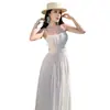 Vestido Slim de Férias Sem Costas com Múltiplas Tiras, Roxo, Branco, Verde, Tecido de Tricô, Caimento Justo