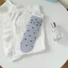 Meias Finas de Primavera e Verão para Mulheres em Tons Azul-Cinza Sal Marinho, Meias Arrastão de Cano Médio Estilo Doce Universitário, Sem Costura com Laço