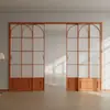 Puerta corredera de tres eslabones, sistema perfecto retro estilo francés para cocina, dormitorio, balcón, puerta divisoria de sala de estar, puerta corredera de aleación de aluminio