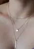 Collar Metálico de Tres Capas Transfronterizo Europeo y Americano Cadena Larga para Clavícula de Disco Bohemio Cadena Larga Versátil para Clavícula