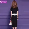 Vestido Preto com Babados de Pérolas Feimengyi para Mulheres, Verão Elegante Socialite Cintura Marcada Bodycon Profissional