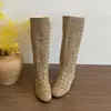 Botas Vazadas Perfuradas para Aumentar a Altura Femininas Verão 2026 Estilo Coreano Tendência Novas Botas Longas de Salto Sandálias de Cowboy Ocidentais