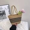 Bolsa de corda de algodão trançada, nova bolsa feminina 2025, casual, cesta de armazenamento de artigos diversos, bolsa de palha trançada portátil casual para axilas