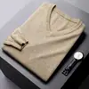Suéter de Punto para Hombre con Cuello en V, Color Sólido, Moda y Sencillez, Hilo Core-Spun para Hombres Jóvenes y de Mediana Edad