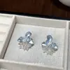 Brincos de Franja Inteligentes com Flores Azuis de Esmalte Pingado Estilo Coreano Fresco Luxo Acessível Brincos de Nicho Adequados para Mulheres no Verão