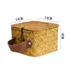 Cesta de Almacenamiento Tejida de Paja con Tapa, Caja de Regalo Tejida para Boda, Caja de Regalo para Acompañantes, Caja de Regalo de Ratán, Cesta de Almacenamiento para Boda