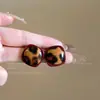 Pendientes de Terciopelo con Estampado de Leopardo de Venta Caliente Otoño e Invierno 2026 para Mujer, Estilo Hong Kong Retro Moda Versátil Elegante Pendientes de Gama Alta