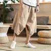 Pantalones holgados de tiro bajo para hombre talla grande, pantalones cropped estilo linterna, pantalones deportivos de pierna ancha finos, holgados, retro, modernos para verano