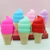 Suministro Directo Transfronterizo Colgante Billetera de Silicona para Monedas Lindo Cierre de Helado Bolso para Llaves de Moda Bolso para Auriculares Billetera para Monedas
