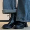 Nuevas botas de cuero de estilo coreano para otoño e invierno 2026, suela gruesa, versátiles, con cordones, puntera redonda, cierre trasero, estilo commuter, cortas, elásticas, ajustadas, para mujer
